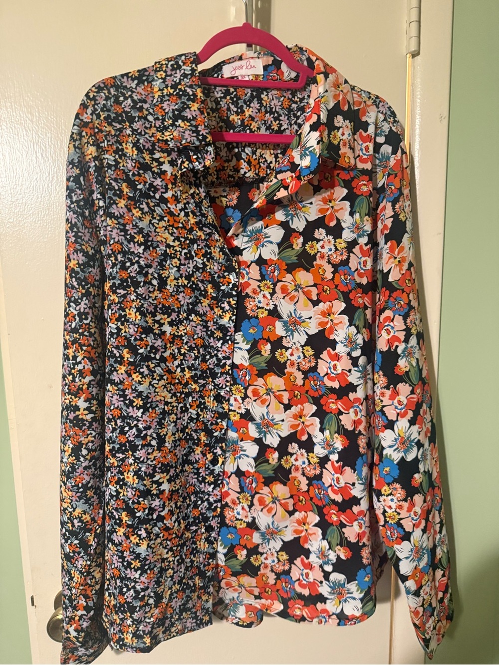 Jess Lea Multi Floral Patchwork Button down blouse